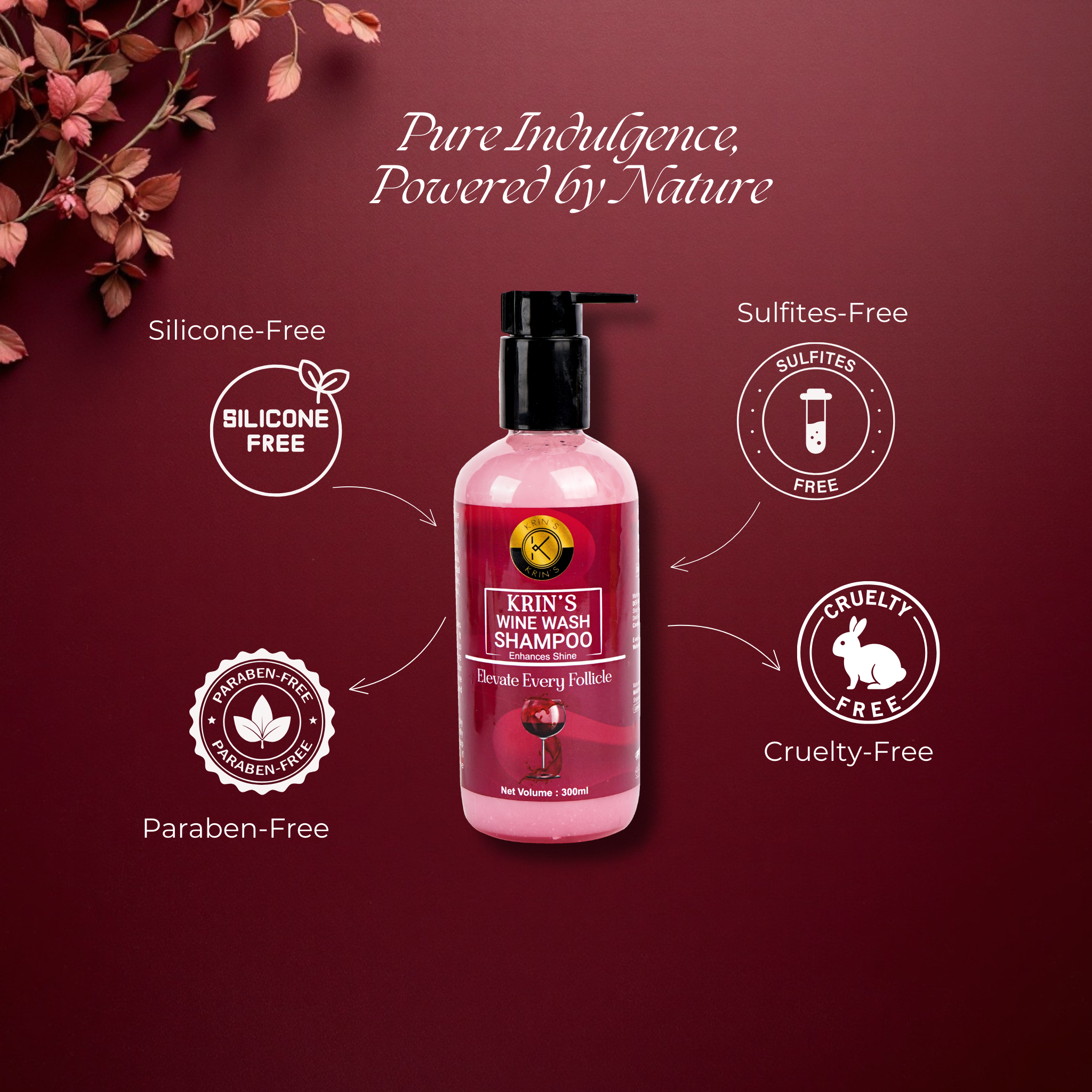 Wine Wash Shampoo - Enriched with Wine Extracts for Soft, Shiny Color-Treated Hair – 300 ml