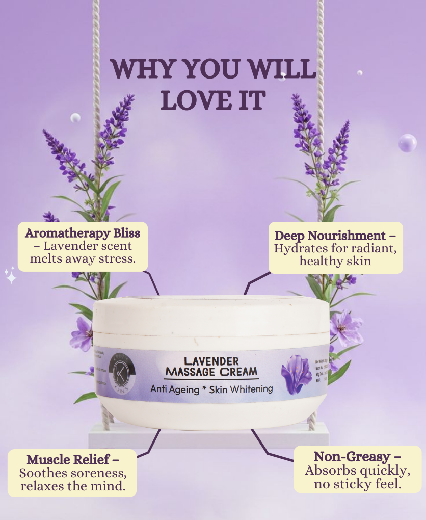Lavender Massage Cream – Relaxing Lavender Massage Cream to Soothe Sensitive Areas After a Long Day – 208g