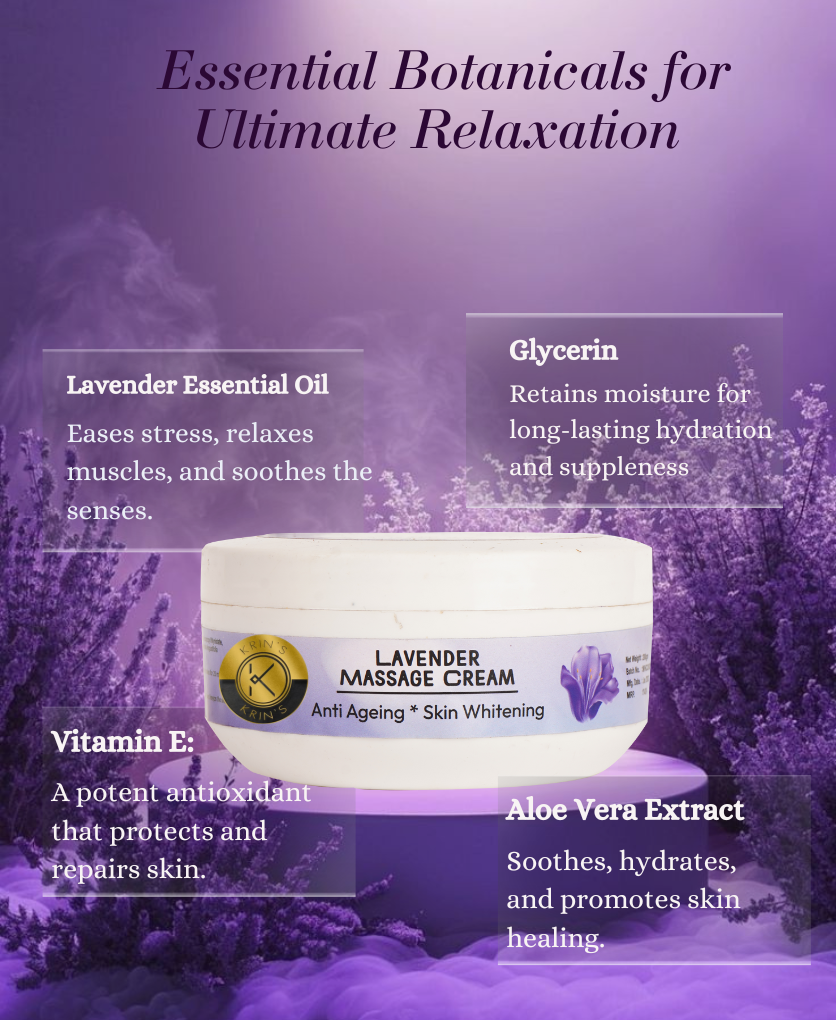 Lavender Massage Cream – Relaxing Lavender Massage Cream to Soothe Sensitive Areas After a Long Day – 208g